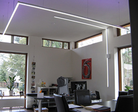 beleuchtung eines architekturbüros mittels led-lichtlinien